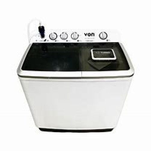 Von VWM-13AHK Twin Tub Washing Machine, White - 13KG
