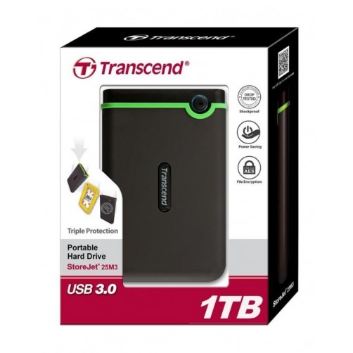 Transcend StoreJet 25M3 - External Hard Drive -USB 3.0 - 1TB 