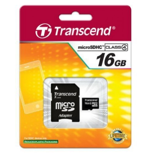Transcend Class 4 microSD Flash Memory Card | 4GB or 16GB